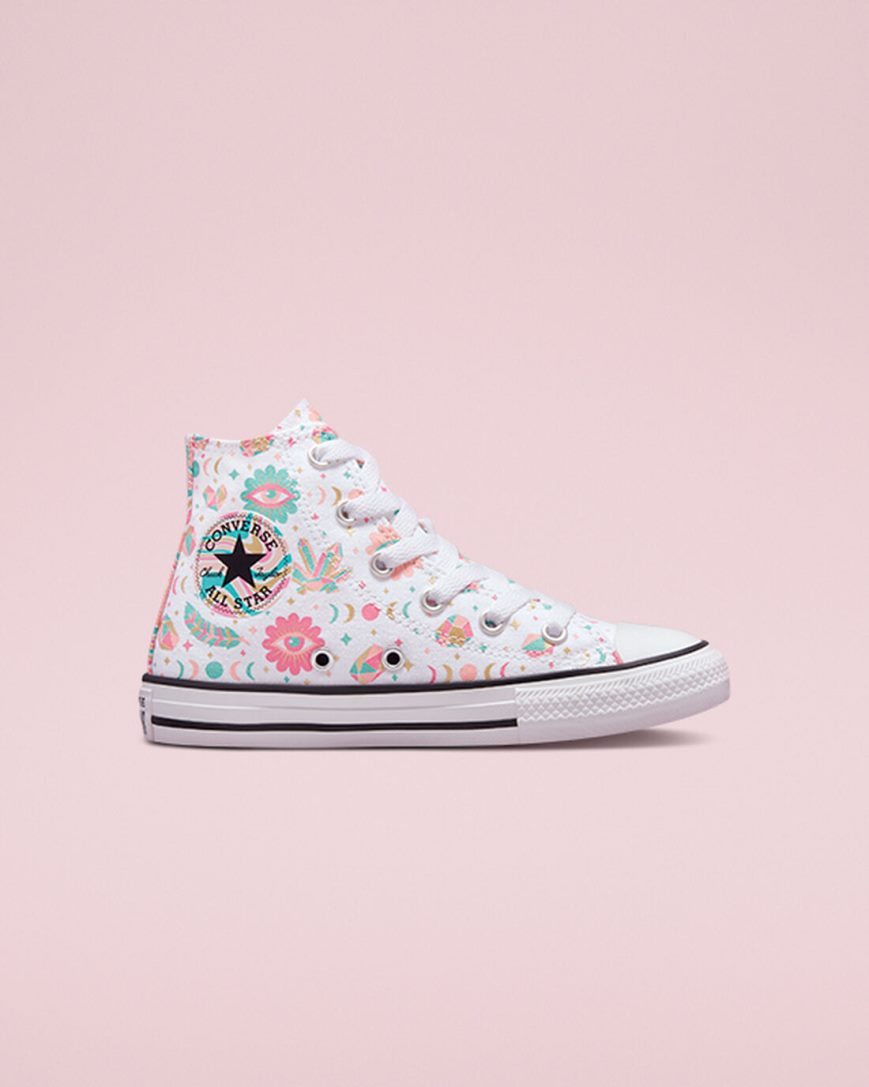 Dívčí Boty Vysoké Converse Chuck Taylor All Star Mystic Gems Bílé Růžové Koralove | CZ O31UH36